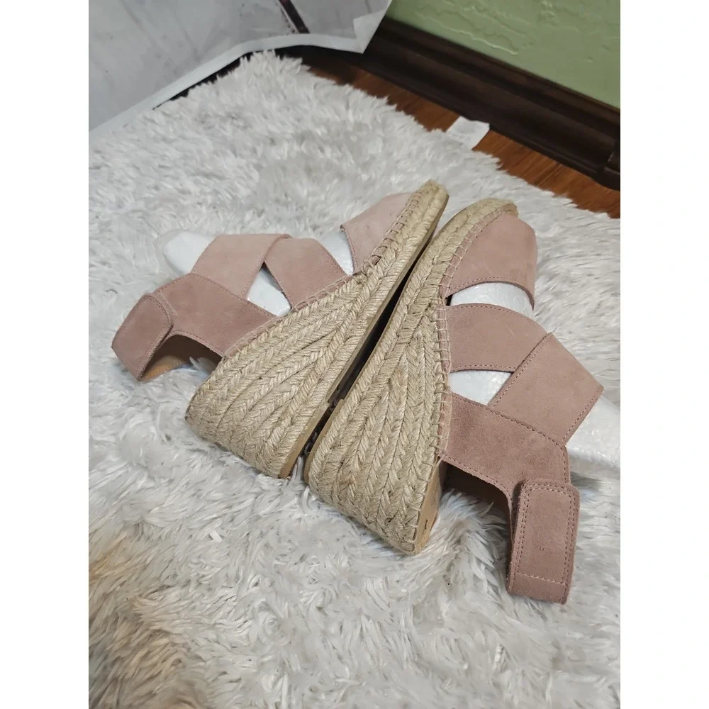 Jutelia Pink Suede Leather‎ Espadrilles Wedge 3